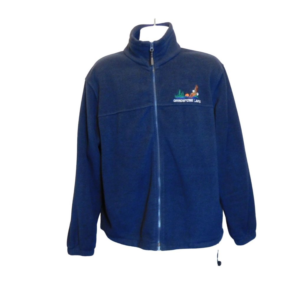 Men's Landway Fleece Jacket Full Zip Navy Blue Sz. XL Embroidered Grindstone Lak